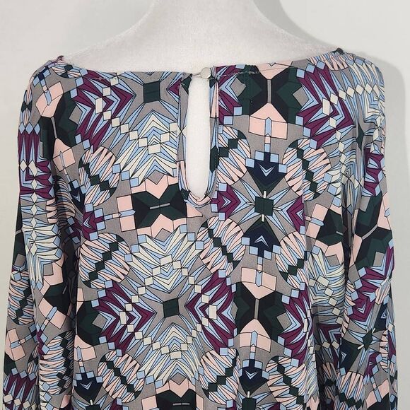 Ashley Stewart Retro Print Dolman Sleeve Poncho Style Blouse Size XL 14-16 - Picture 8 of 11